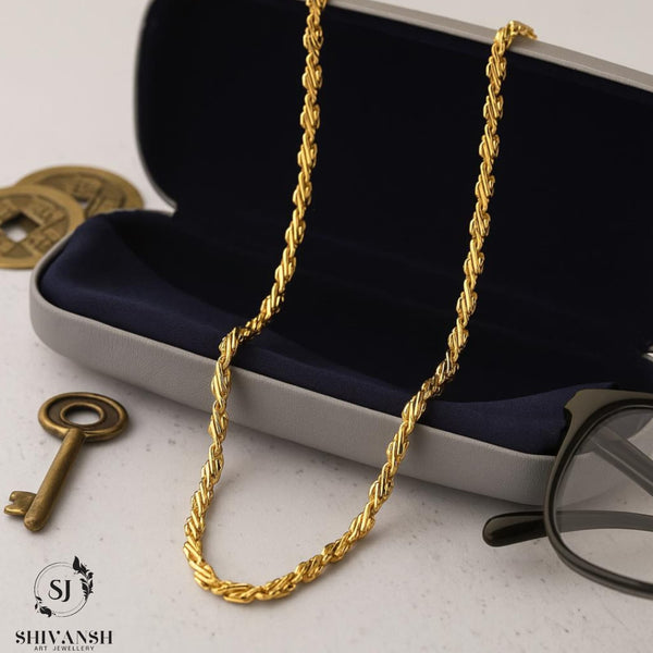 Stylish Twisted Design Gold Plated Chain for Men