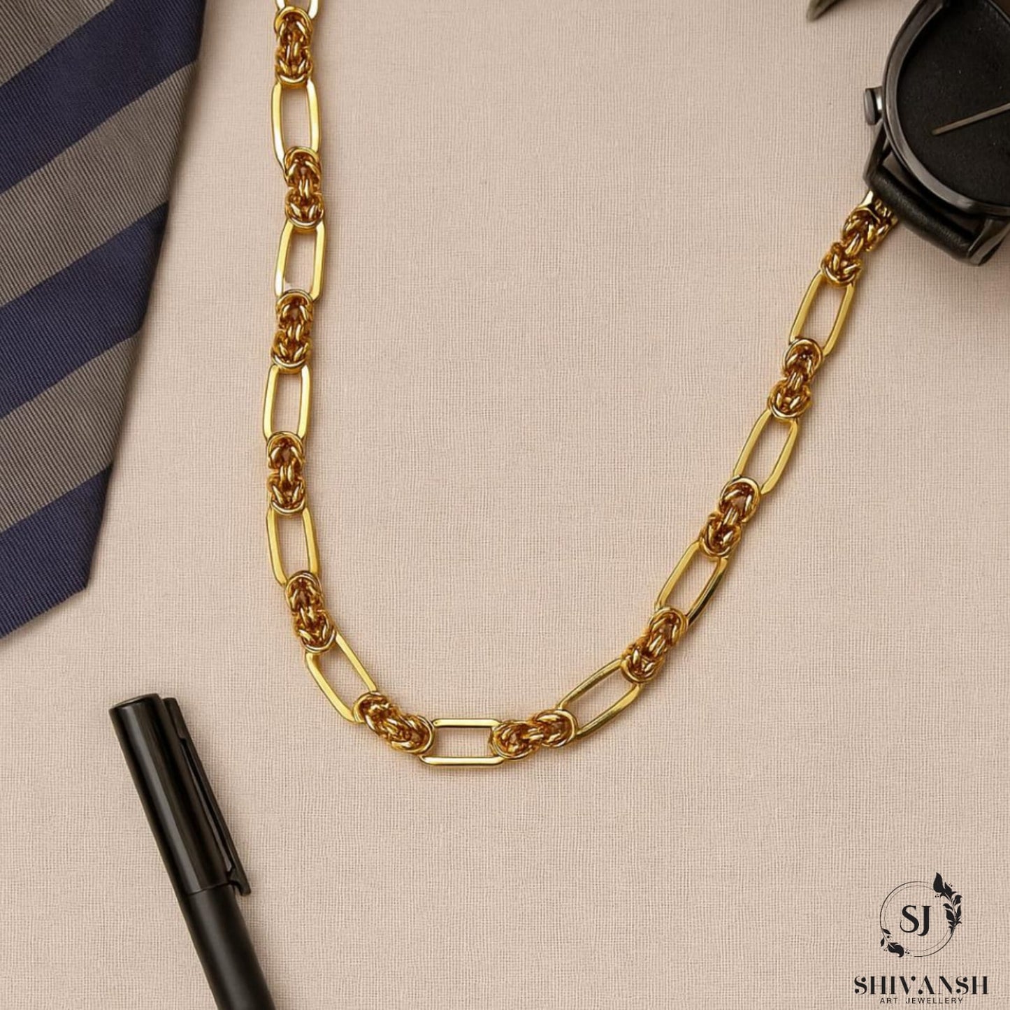 Men’s Dual Link Designer Rope Gold Chain