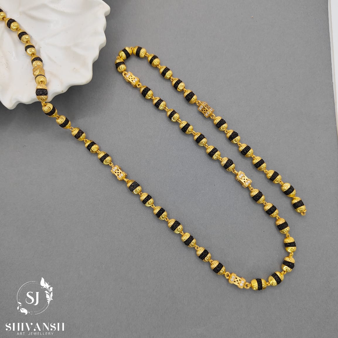Stylish Gold Plated Rudraksha Mala ML-22