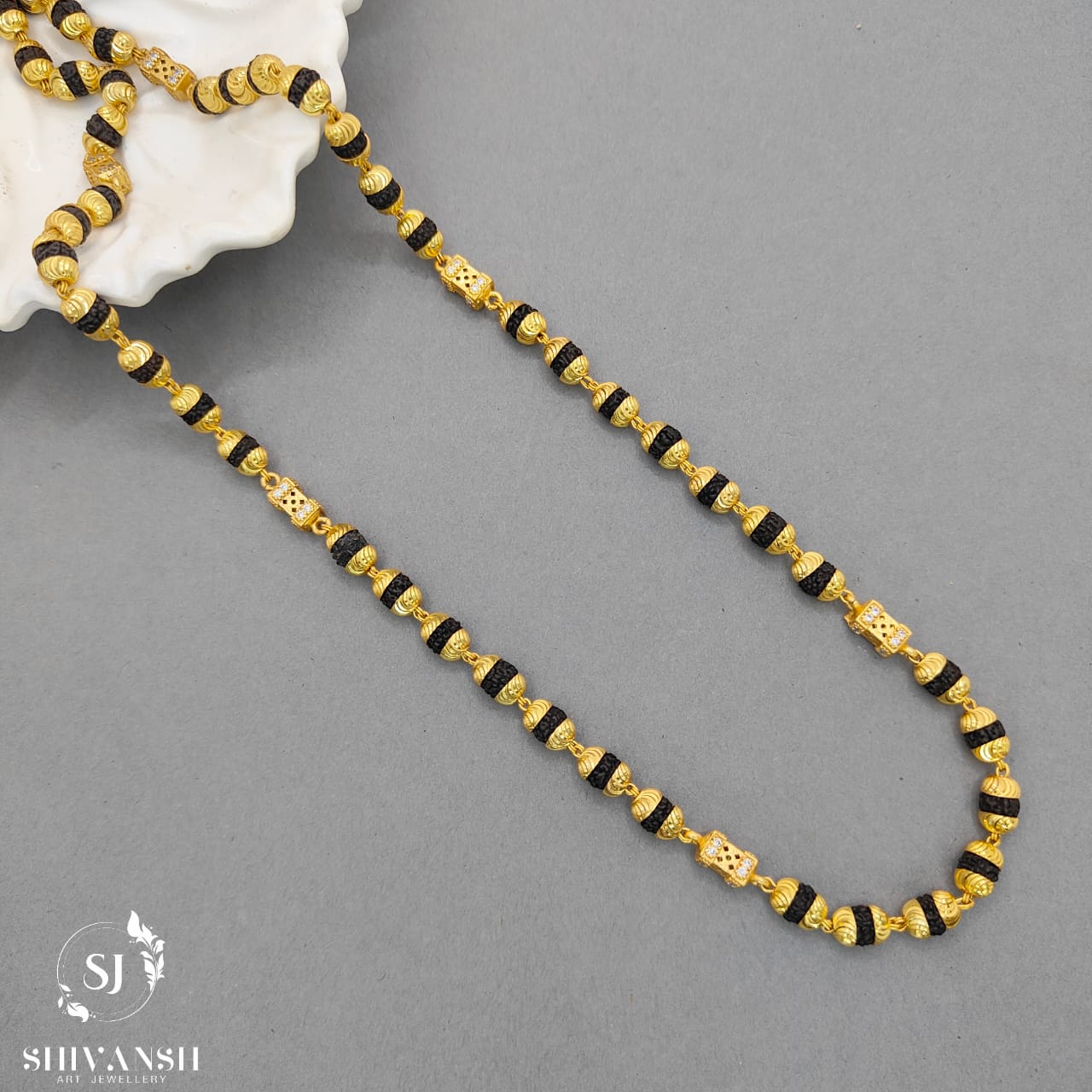 Stylish Gold Plated Rudraksha Mala ML-22