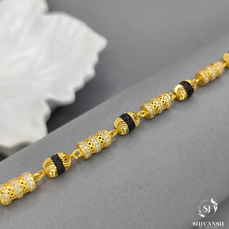 Round Shape Diamond Rudraksha Bracelet SJ-BR-02 Shivansh art Jewellery