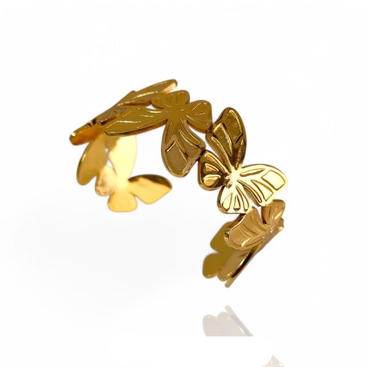 BUTTERFLY ADJUSTABLE  BRASS CUFF