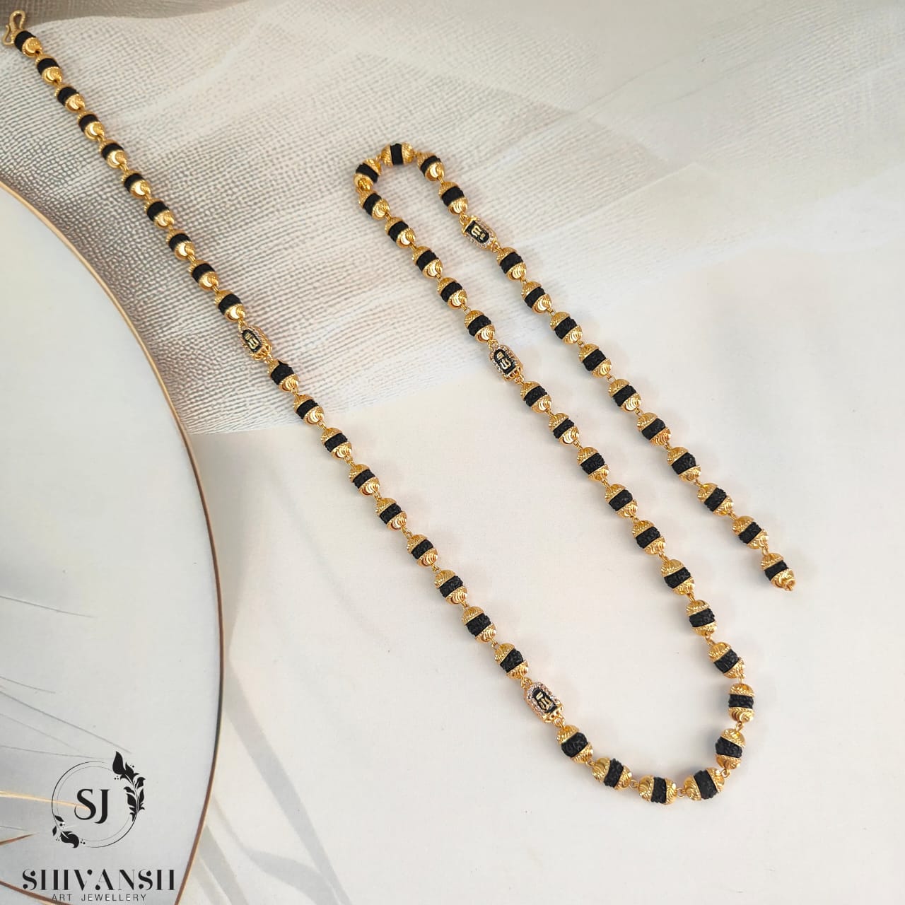 Exclusive Gold Plated Shivling Trishul Rudraksha Mala - Shivansh art jewellery