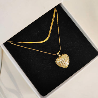 DIAMOND HEART TWO LAYER NECKLACE