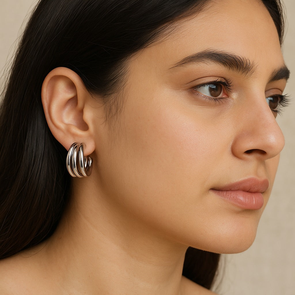 SILVER ROPE HOOPS 441