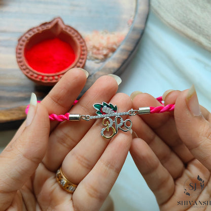 Beautiful Peacock Feather 92.5 Silver Rakhi