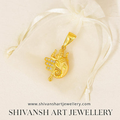Classical Trishul with Ganpati Gold Plated Pendent