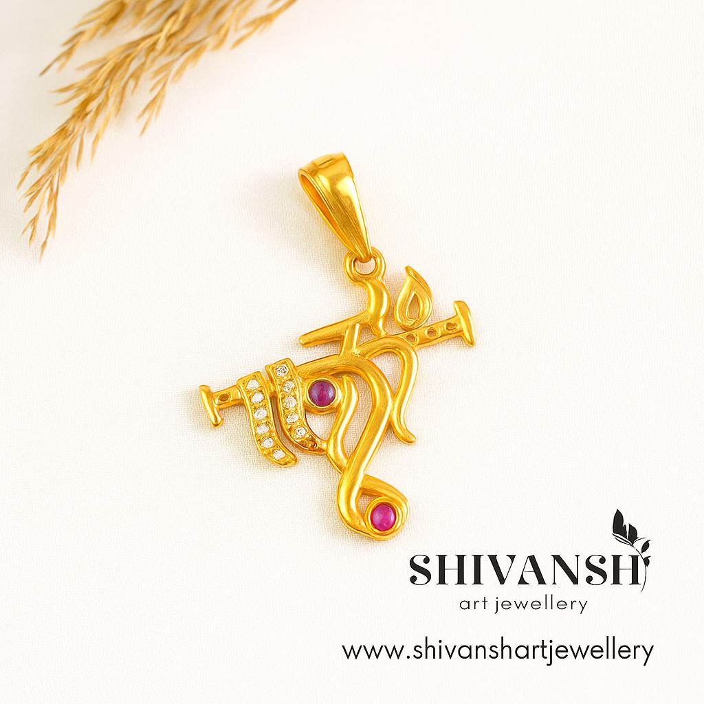Premium Design Krishna Basuri Gold Plated Pendent