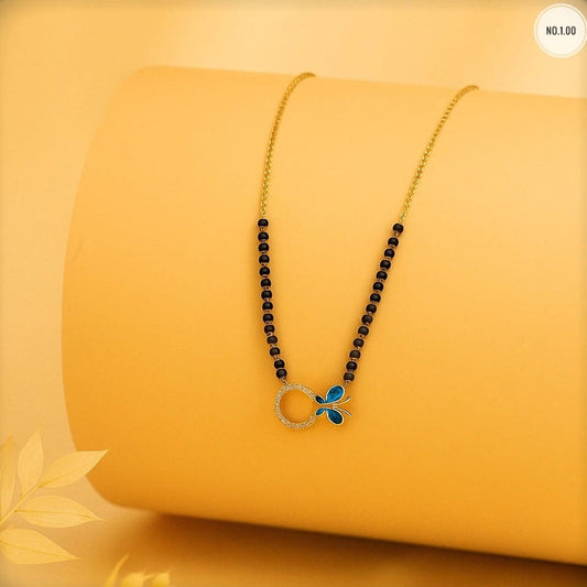 Trendy Blue Butterfly Pendant Mangalsutra