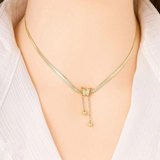 BUTTERFLY 18K GOLD PLATED NECKLACE