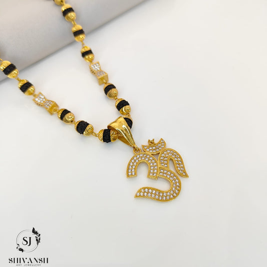 Exclusive Diamond Rudraksha Mala with Om Pendent