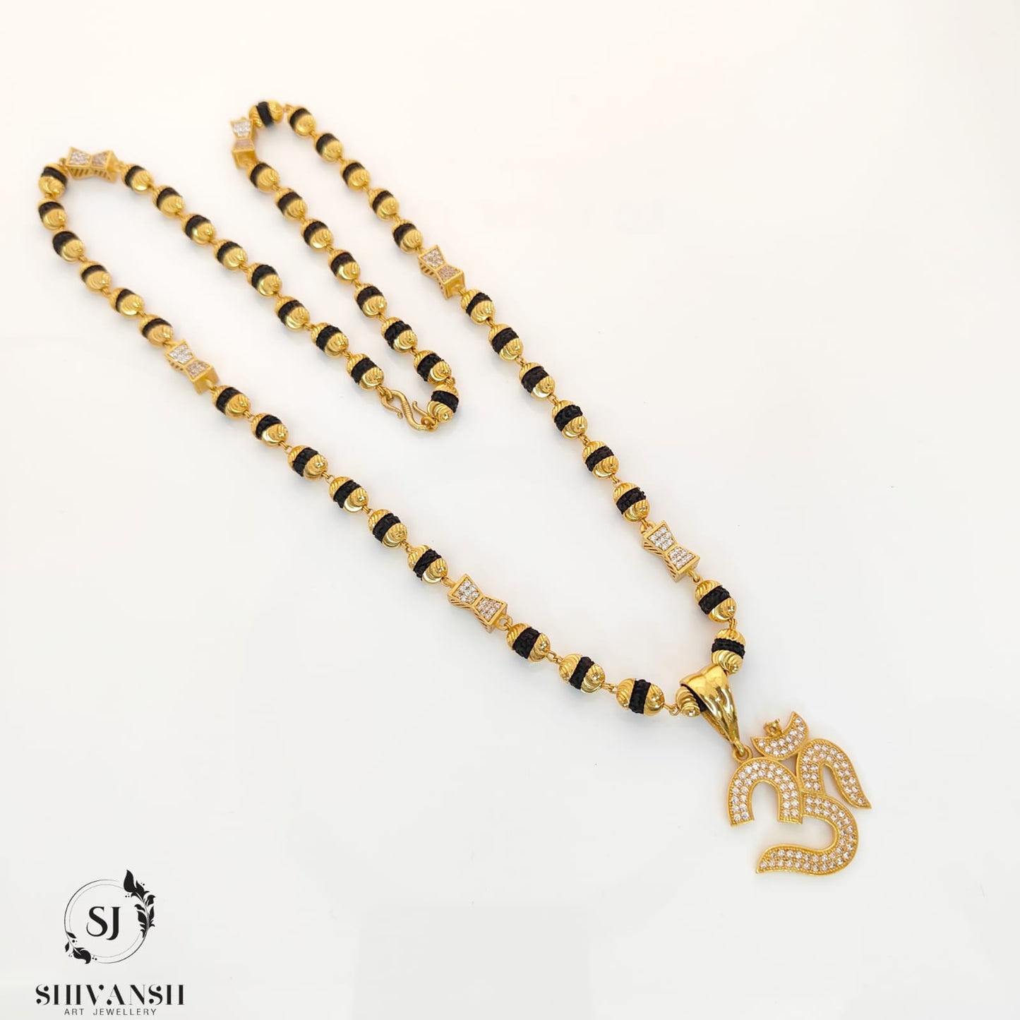 Exclusive Diamond Rudraksha Mala with Om Pendent