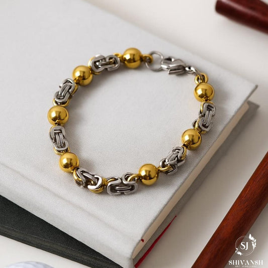 Modern Silver and Gold Link Bracelet for Men