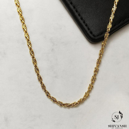 Stylish Twisted Design Gold Plated Chain for Men