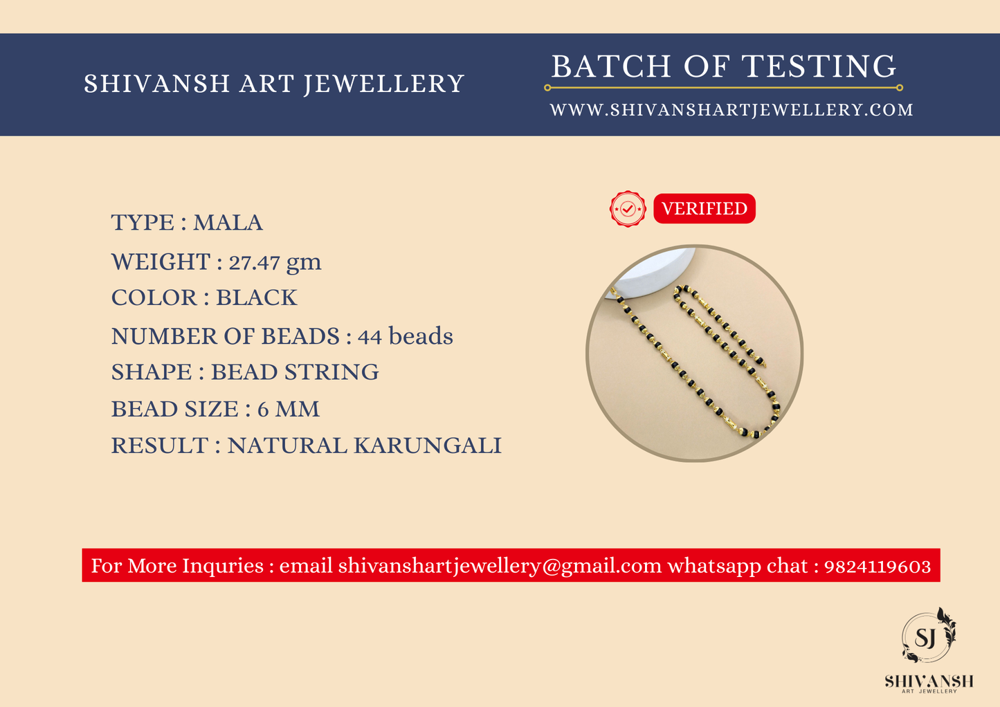 Gold Plated Diamond Beads Karungali Mala KL-02