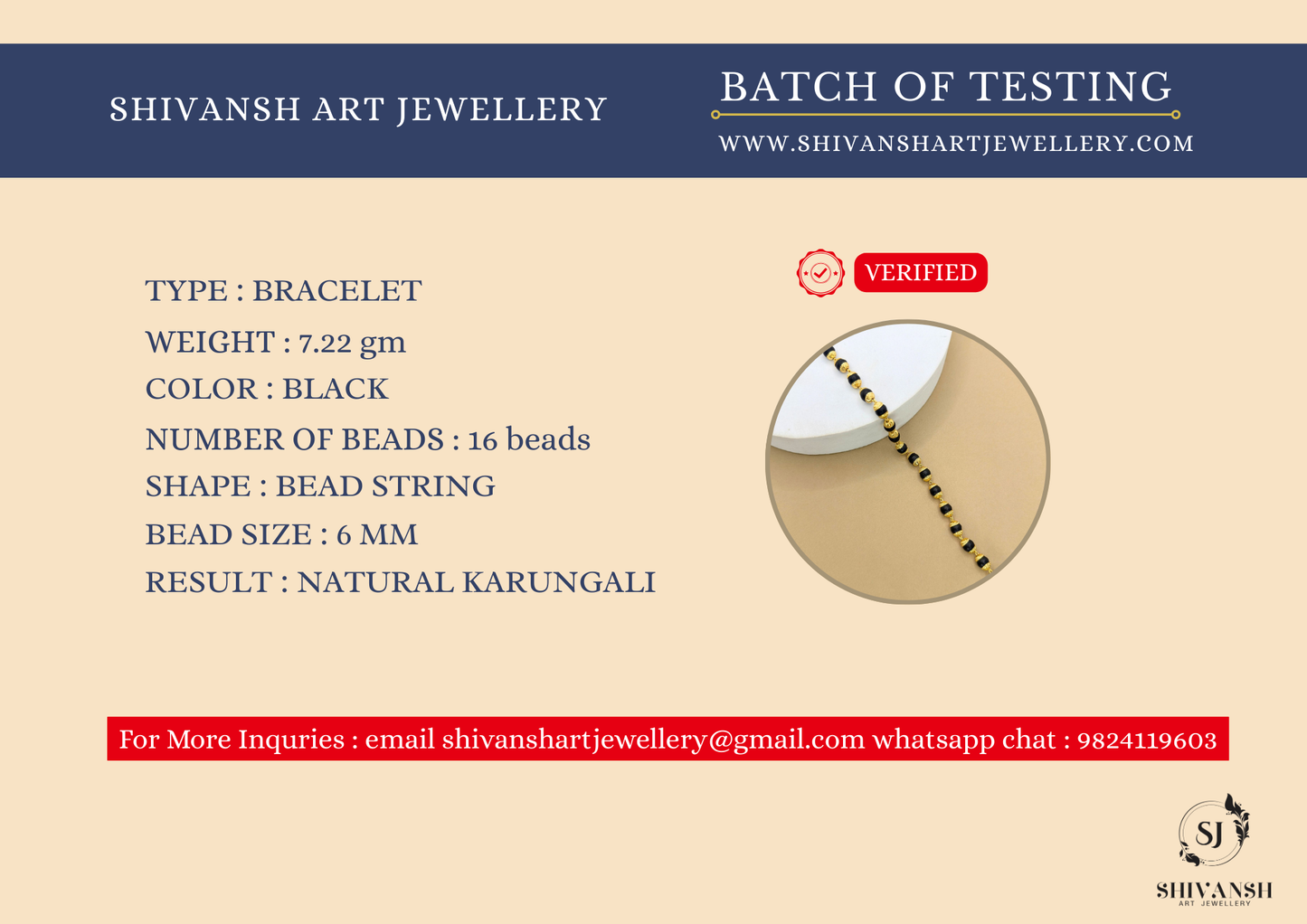 Gold Plated Simple Karungali Bracelet BR-06